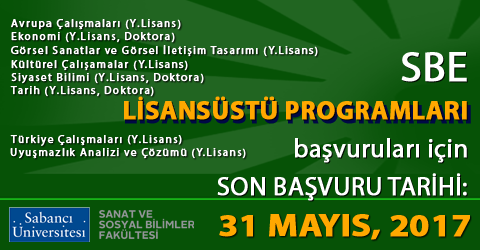 SBE Lisansüstü Programları 2017 - 2018 Güz Dönemi Başvuruları