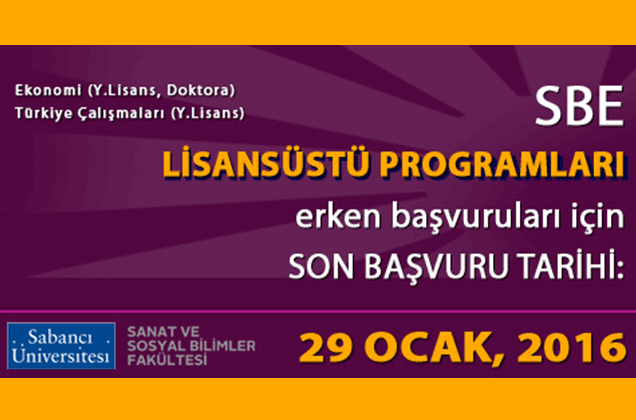 2016 - 2017 Güz Dönemi SBE Lisansüstü Programları Erken Başvuruları