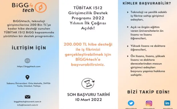 Teknoloji girişimcileri için BiGG4tech programı için son başvuru tarihi 10 Mart