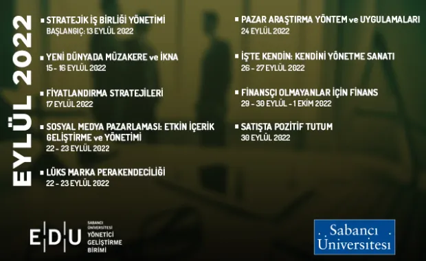 EDU Eylül Ayı Bireysel Eğitimlerini Duyurdu