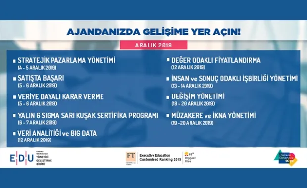 Sabancı Üniversitesi, EDU’dan zengin eğitim programı