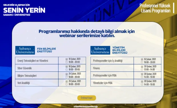 Profesyonel Tezsiz Yüksek Lisans Tanıtım Buluşmaları Webinar’da