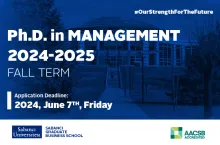 2024-25 Fall Term Ph.D. in Management Program Application Deadline is June 7th, 2024